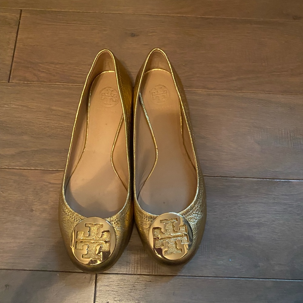 Golden Tory Burch Flats